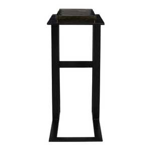 Table d'appoint moderne avec cadre en métal noir et plateau artistique - Product Image 4