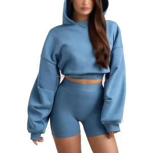 OEM Vente en Gros de Vêtements pour Femmes Logo Personnalisé Impression Coton Sweat à Capuche Court Sweatshirts pour Femmes Crop Top Hoodies - Product Image 2
