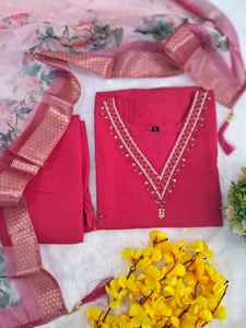 Premium Quality Roman Silk Kurti Pant and Digital Print Dupatta Set with Full Neck Handwork <b>for</b> Girls Daily Wear and Casual Wear - Product Image 5