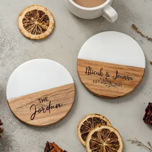 Posavasos de Madera y Mármol de Estilo Moderno para Tazas de Té y Café, Protección de Mármol de Lujo para la Mesa de la Oficina en el Hogar - Product Image 5