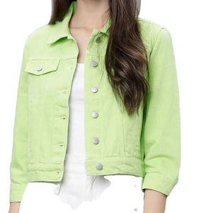 Jeans Denim Crop pour femmes sur mesure de haute qualité vestes nouveau Design vêtements d'hiver avec traitement tissé tricoté à courte longueur - Product Image 6