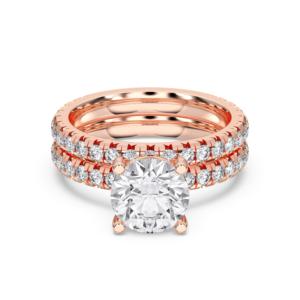 Conjunto de anillos de boda de diamante cultivado en laboratorio de corte brillante redondo OEM 2,55 CT al por mayor hecho en oro sólido y plata de ley - Product Image 6