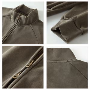 Vente en gros 420GSM Sweat à capuche unisexe rembourré avec polaire couleur unie Full Zip up Loose Men's Hoodies & Sweatshirts - Product Image 3