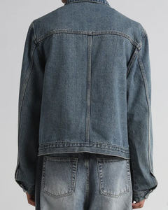 Fashion <b>Denim</b> Jacket Men Custom Wholesale | High Quality Jean Jacket OEM | Vintage Streetwear <b>Denim</b> <b>Coat</b> for Retailers - Product Image 3