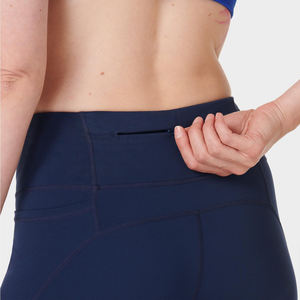 Pantalones cortos de gimnasio azul marino sin costuras genuinos para mujer, diseño de cintura alta, bolsillo de entrenamiento, ajuste cómodo, ropa deportiva elástica - Product Image 3