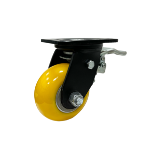 Heavy Duty 4 Inch PU Ball Bearing Swivel Brake <b>Caster</b> Wheel - Product Image 2