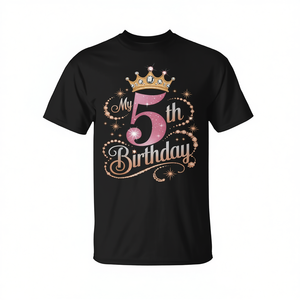 Maglietta per il 5° Compleanno per Bambine di 5 Anni, Idea Regalo Personalizzabile Promozionale - Product Image 2