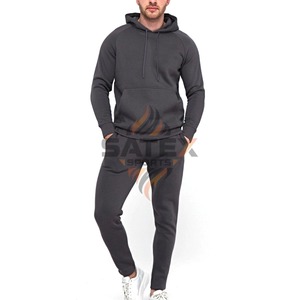 Ensemble de survêtement décontracté pour homme à capuche, taille plus, avec logo personnalisé, pour l'hiver, 100% coton - Product Image 5