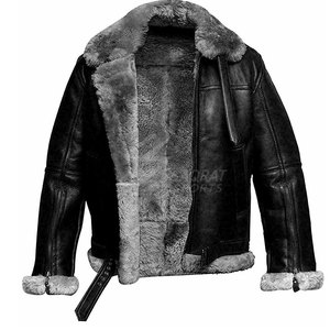 High Quality <b>Shearling</b> Leather <b>Jacket</b> Customized Logo Design Winter <b>Jacket</b> Fashion Clothing <b>Shearling</b> Leather <b>Jacket</b> <b>For</b> <b>Men</b> - Product Image 2