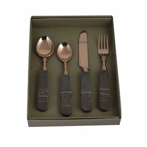 Cuchara Tenedor Cuchillo Juego De 5 Cubiertos De Acero Inoxidable Mesa De Comedor Perfecta Cocina Uso Diario Mango Redondo De Lujo Calidad Superior - Product Image 5