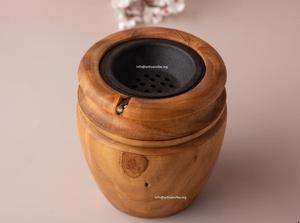 Brûleur de Bakhoor islamique moderne Boîte d'encens en résine et bois marron artisanal avec diffuseur d'aromathérapie pour parfum de maison - Product Image 5