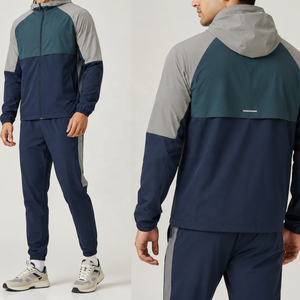 Conjunto Deportivo Personalizado para Hombre, Chaqueta Cortavientos y Pantalones de Nylon Transpirables para Correr, con Capucha, Ligero, OEM, ODM, Marca Privada de Fábrica - Product Image 1