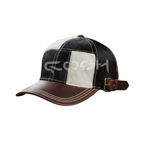 Gorro de Cuero con Pelo de Vaca Genuino, Hecho a Mano, Estilo Vaquero Occidental, Unisex - Product Image 1