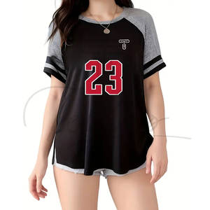 Novedades en Ropa de Tallas Grandes para Mujer al por Mayor, Camisetas Holgadas de Verano Ecológicas de Algodón con Logotipo Personalizado Estampado - Product Image 3