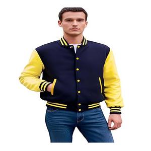 Chaquetas universitarias Letterman para hombre, cuerpo de lana, Mangas de cuero genuino, ropa de invierno, chaqueta elegante y elegante para hombre - Product Image 1