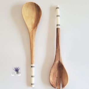 ชุดมีด2ชิ้นสำหรับสลัดทำจากไม้พร้อมอุปกรณ์รับประทานอาหารค่ำจากผู้ผลิตอินเดียโดยงานฝีมือ Sci - Product Image 3