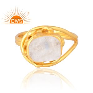 Venta caliente 925 plata esterlina 18K chapado en oro Natural Arco Iris Luna anillo de piedras preciosas Demi joyería fina para mujer regalo para ella - Product Image 3