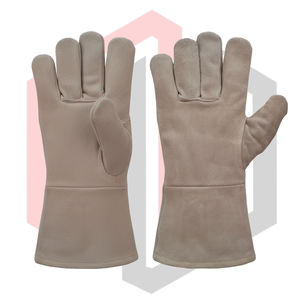 Guantes de Soldadura de Cuero Gris Resistentes al Calor y al Fuego, Antiestáticos, para Soldadura MIG, TIG, Stick, Barbacoa, Parrilla, Chimenea, Resistentes a Desgarros, 11 oz, 14 Pulgadas - Product Image 1