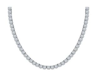Unisex Moissanite <b>Tennis</b> Chain <b>Necklace</b> 3mm-6mm Round Iced <b>Silver</b> Sparkling Bling for Streetwear Gift for Him and Her - Product Image 1