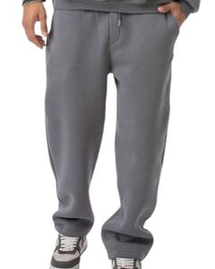 Ensemble survêtement molletonné gris moyen pour homme, sweat-shirt à capuche décontracté d'hiver, pantalon de survêtement, streetwear pour homme - Product Image 5