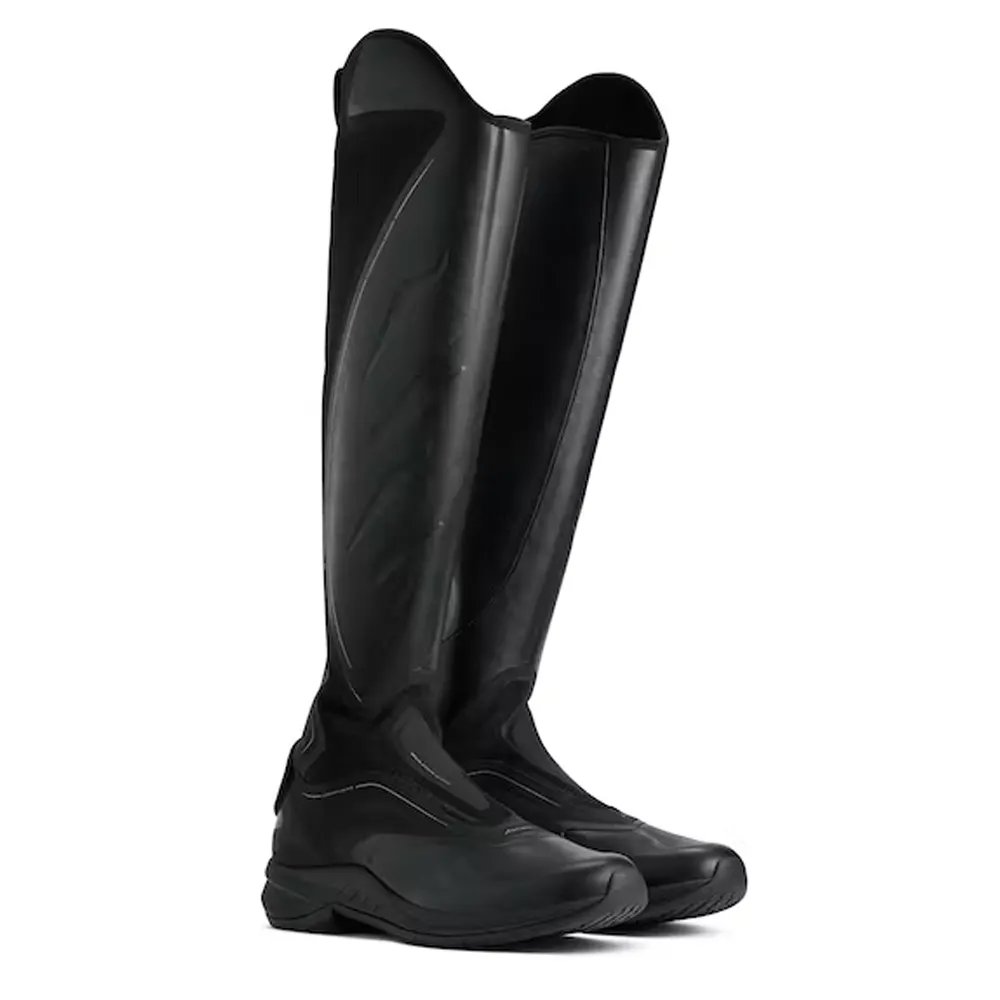 Retail Knee High Rubber Riding Boots Hidden Wedge Women Horseing Riding Shoes