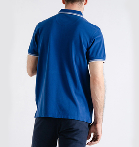 Polo de piqué de media manga Smart Fit para hombre, informal, de color azul, tela de algodón, transpirable, cómodo, ropa de verano, OEM disponible - Product Image 4