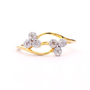 Unique Double Floral Cluster <b>Statement</b> <b>Ring</b> in Gold for Romantic Bridal Engagement Jewelry Gift - Product Image 1