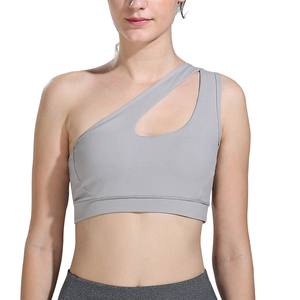 Best Sale Sport Wear Comfort Sexy One Shoulder Crop Sports Bra Fashionable <b>Women's</b> Workout Yoga Bra - Product Image 1