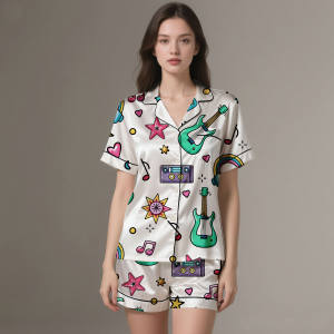 Luxury Silk <b>Satin</b> Pajamas for Adults Breathable Summer Sleepwear - Product Image 4