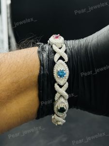 Multicolor Stone Infinity Design 925 Silver Bracelet Moissanite Diamond Luxury <b>Iced</b> <b>Out</b> Wrist Jewelry Gift - Product Image 1