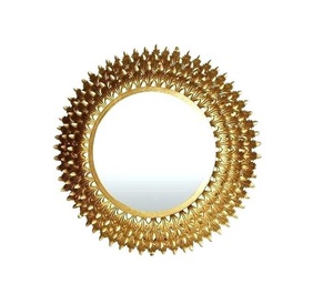 Miroir mural décoratif fait main en métal de luxe fantaisie pour la maison miroir mural décoratif en fer de forme ronde design de feuille - Product Image 6