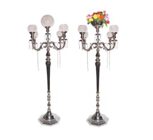 Candelabros de boda de aluminio con centro de mesa, vajilla con acabado plateado, candelabros hechos a mano para decoración de cena con velas - Product Image 4
