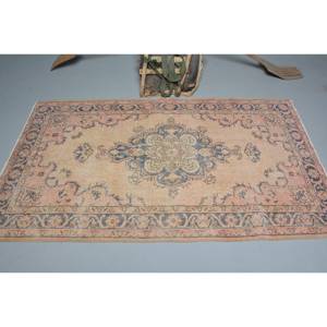 Alfombra turca Vintage Beige Negro 3.9x6.7ft Tejido plano de lana con patrón de retazos para decoraciones de sala de estar - Product Image 3