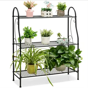 Soporte para maceta de flores para interiores y exteriores de gran capacidad, estante decorativo para plantas para el hogar, jardín, Patio, balcón, patio (negro) - Product Image 2