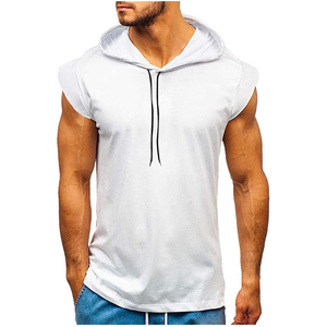 T-shirt à capuche sans manches en coton pour homme, maillot de corps, vêtements de sport, débardeur, gilet, nouvelle collection - Product Image 1