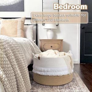 <strong>Large</strong> <strong>Wicker</strong> Laundry Basket <strong>with</strong> <strong>Lid</strong> Jute Storage for Bathroom Organization Rattan Fabric Plastic Metal Material - Product Image 2