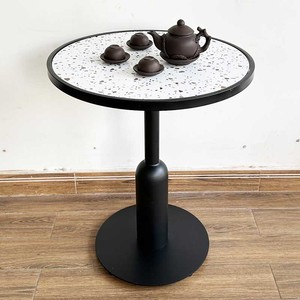 CFD68143 Round <b>Coffee</b> <b>Table</b> 60x60x75cm Minimalist Style Iron <b>Legs</b> and Durable Ceramic Top <b>for</b> Living Room Furniture - Product Image 2