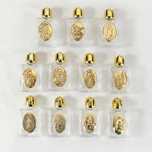 Bottiglia d'acqua santa in metallo dorato da 15 ml, incisa, con perline decorative creative <span class=keywords><strong>e</strong></span> contenitore in lega di vetro cristallo - Product Image 1