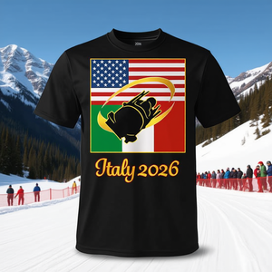Maglietta Promozionale 2026 Italia USA per Sport Invernali con Design delle Bandiere Nazionali - Product Image 2