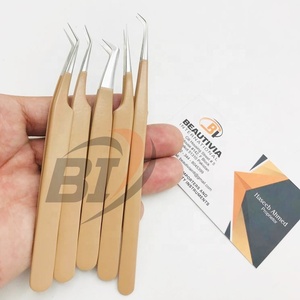 Herramienta de extensiones de pestañas de etiqueta privada personalizable profesional pinzas de acero inoxidable sostenibles punta puntiaguda de agarre fuerte - Product Image 3