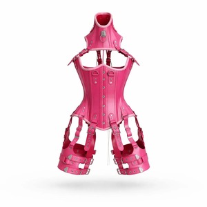 Real Leather Underbust Fully Steel Boned Harness Corset High Compression <b>Tummy</b> <b>Control</b> Breathable Pink Women's Gift - Product Image 4