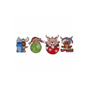 Ornamento albero di natale in legno a forma di 4 pezzi