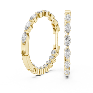 Pendientes de Aro con Moissanita Corte Marquesa, Plateados en Platino, Plata de Ley 925, Certificados GRA, Joyería Fina Clásica de Lujo para Mujer - Product Image 1