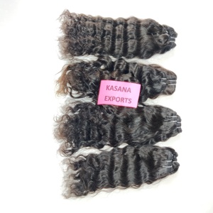 Venta al por mayor 100% extensiones de cabello humano indio virgen en bruto ondulado incluido rizo suelto estilos profundos procesamiento químico tejido libre - Product Image 1