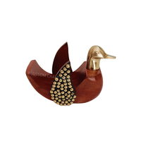 Sculpture Moderne en Bois Faite à la Main Cygne et Grue pour Oiseaux, Figurine Exquise Couple de Saras pour Décoration et Cadeau