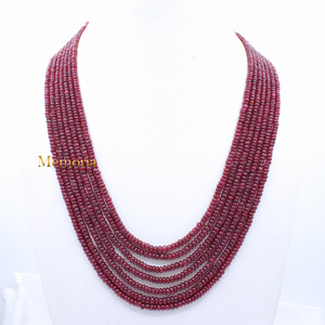7 Layered Smooth Roundel Shape Natural Ruby Gemstone <b>Beads</b> Spiritual Gemstone Handmade Necklace Jewelry Wholesale - Product Image 1