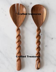 ชุดเซ็ตสลัดไม้ธรรมชาติ2ชิ้นชุดจับส้อมและช้อนเครื่องครัวส่วนตัวสำหรับผสมสลัดเครื่องครัวชุดเครื่องใช้บนโต๊ะอาหาร - Product Image 1
