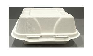 Eco-Friendly Biodegradable Recyclable Reusable Luxury Sugarcane Bagasse Clamshell <b>Lunch</b> <b>Box</b> with Lid Stocked Food Hotel Home - Product Image 4