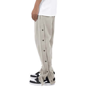 กางเกงวอร์มขาบานทรงกระบอกผู้ชาย ดีไซน์กระดุม พร้อมโลโก้สั่งทำ |   กางเกงวอร์มขายส่ง - Product Image 3