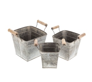 Juego de 3 maceteros galvanizados Macetas de metal modernas Suministros de jardín Maceta de hierro Decorativas pequeñas y grandes a precio barato - Product Image 5